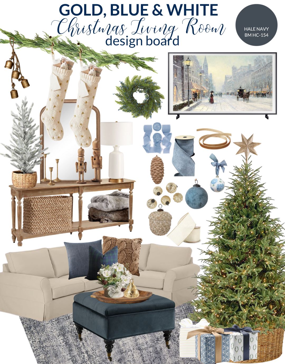 My Blue And White Christmas Living Room Reveal ?? MENGHADIRKAN