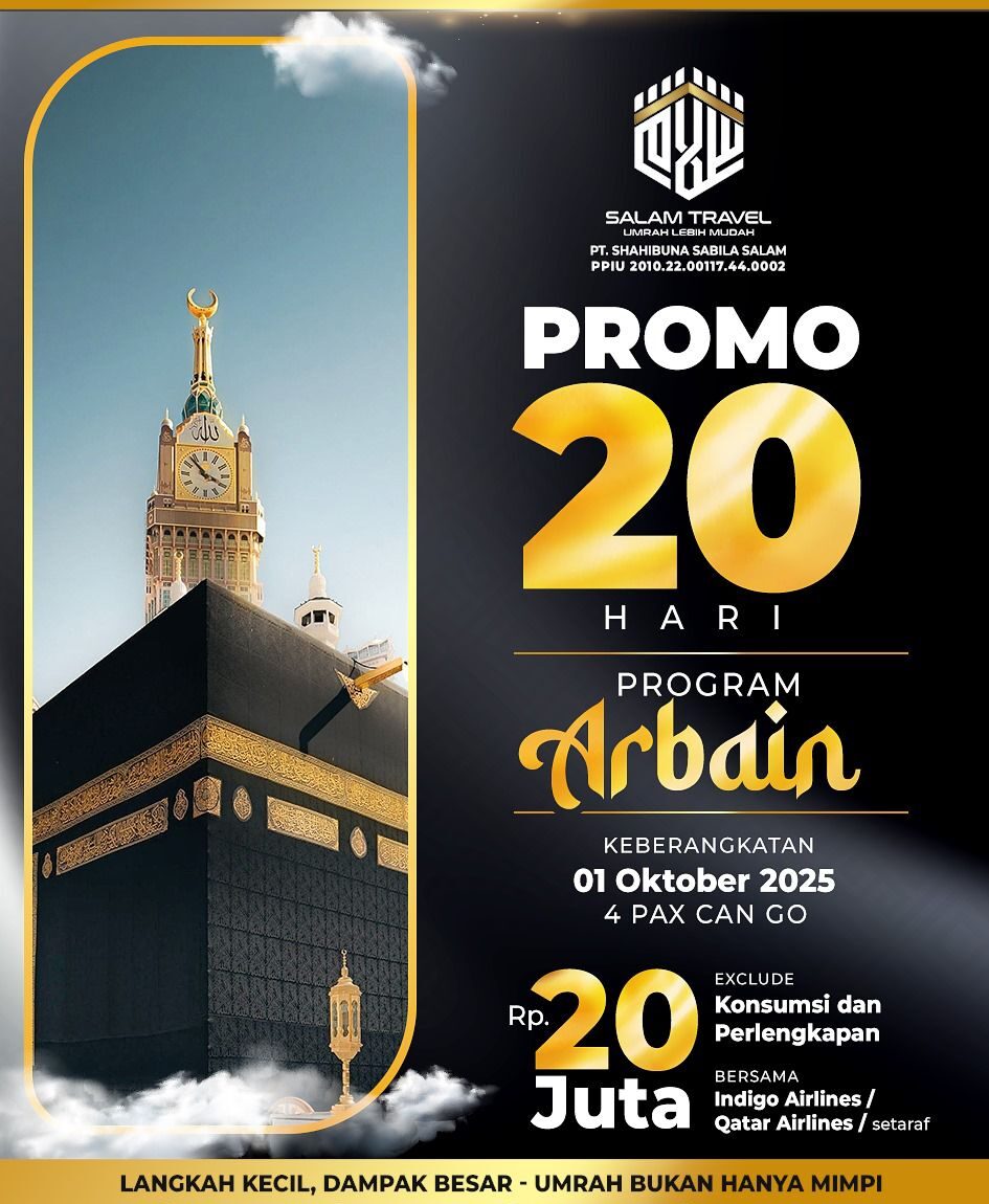 promo umrah 20 hari arbain salam travel
